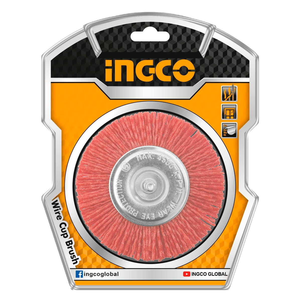 INGCO WB40755 Βούρτσα Nylon Δραπάνου Ρόδα Με Άξονα 75mm