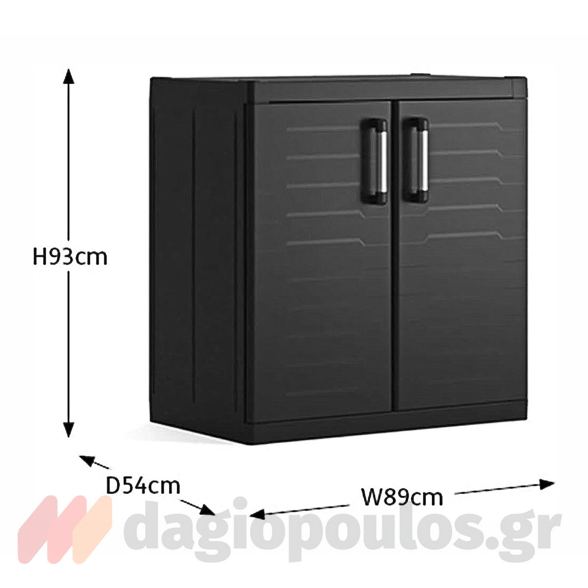 Keter Detroit Base XL Ντουλάπα Δίφυλλη Χαμηλή Με 2 Ράφια Μαύρη