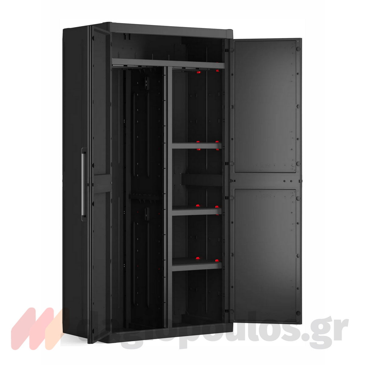 Keter Detroit High Multipurpose XL Ντουλάπα Δίφυλλη Ψηλή Με 2 Ράφια & Χώρισμα Μαύρη