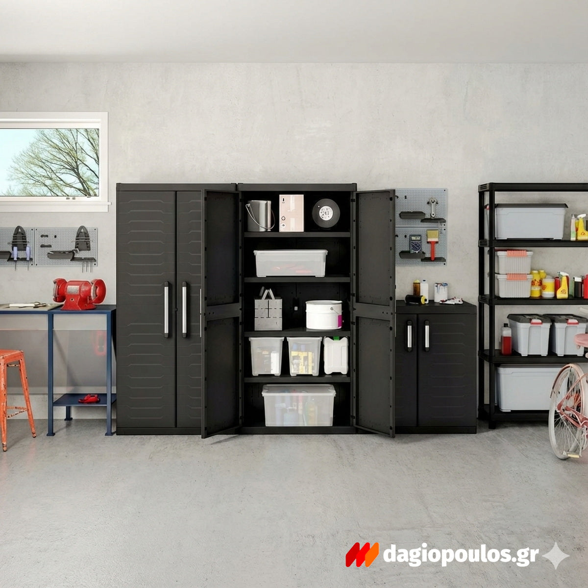 Keter Detroit High XL Ντουλάπα Δίφυλλη Ψηλή Με 2 Ράφια Μαύρη