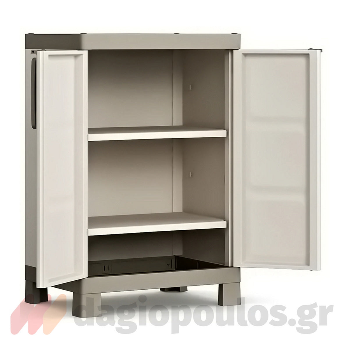 Keter Excellence Base Ντουλάπα Δίφυλλη Χαμηλή Με 2 Ράφια Μπεζ