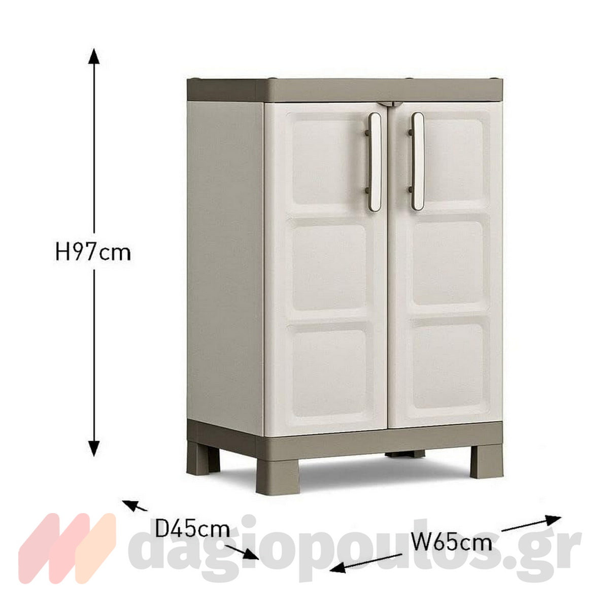 Keter Excellence Base Ντουλάπα Δίφυλλη Χαμηλή Με 2 Ράφια Μπεζ