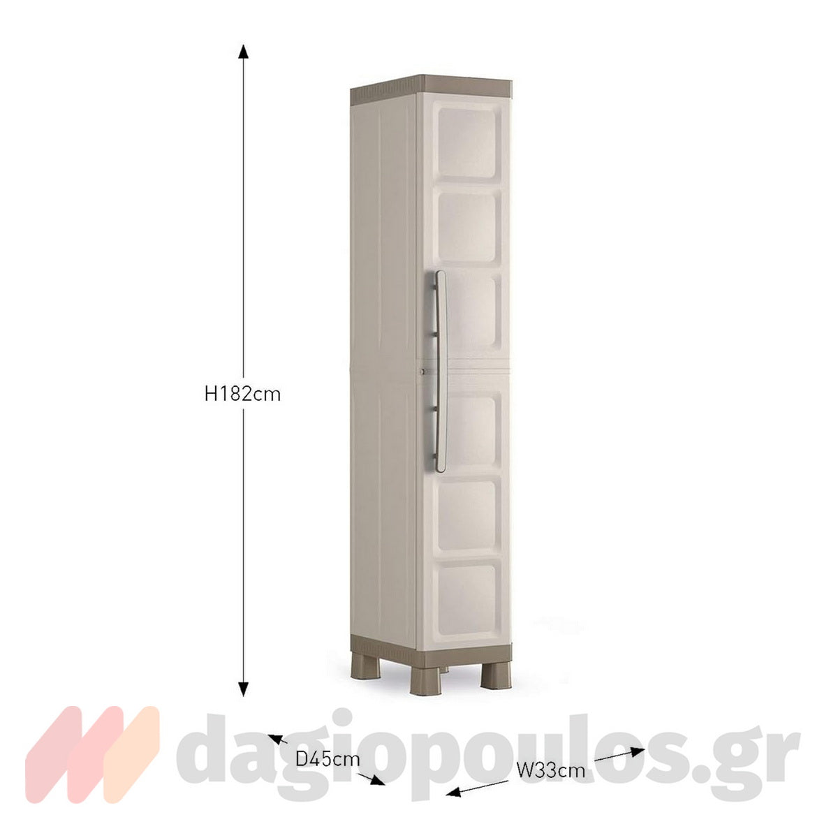 Keter Excellence High Ντουλάπα Μονόφυλλη Ψηλή Με 4 Ράφια Μπεζ