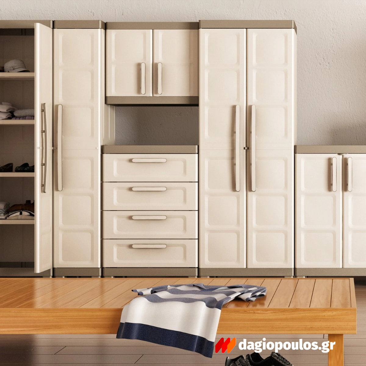 Keter Excellence High Ντουλάπα Μονόφυλλη Ψηλή Με 4 Ράφια Μπεζ