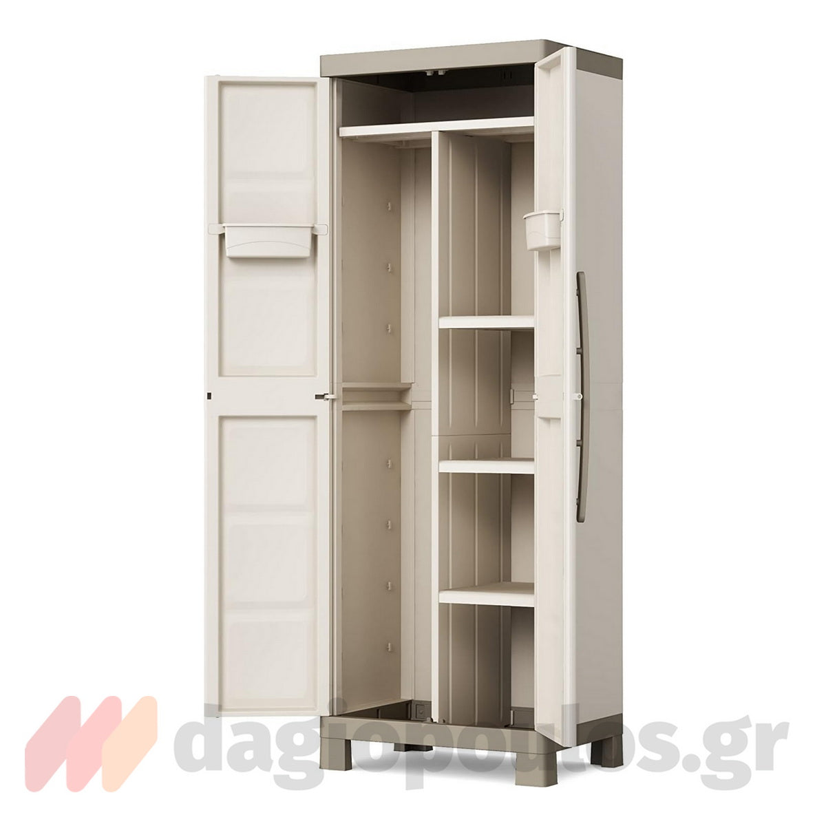 Keter Excellence High Multipurpose Ντουλάπα Δίφυλλη Ψηλή Με 4 Ράφια & Χώρισμα Μπεζ