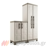Keter Excellence High Multipurpose Ντουλάπα Δίφυλλη Ψηλή Με 4 Ράφια & Χώρισμα Μπεζ