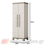 Keter Excellence High Multipurpose Ντουλάπα Δίφυλλη Ψηλή Με 4 Ράφια & Χώρισμα Μπεζ