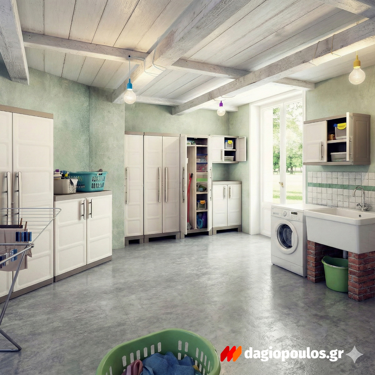 Keter Excellence High Multipurpose Ντουλάπα Δίφυλλη Ψηλή Με 4 Ράφια & Χώρισμα Μπεζ