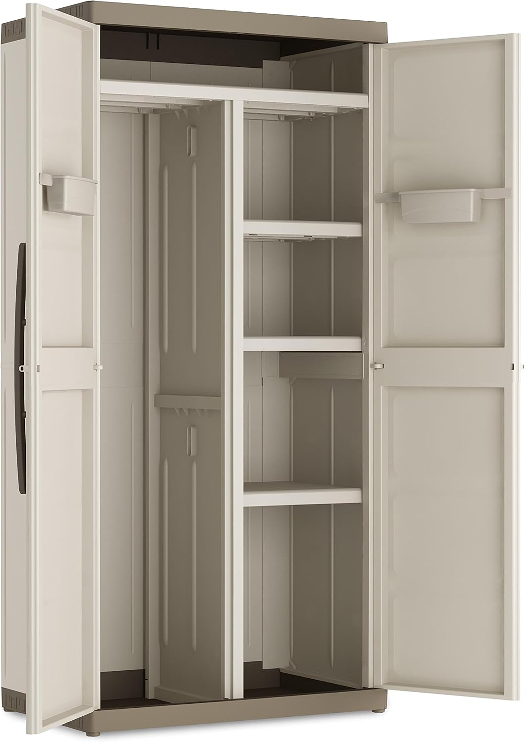 Keter Excellence High Multipurpose XL Ντουλάπα Δίφυλλη Ψηλή Με 4 Ράφια & Χώρισμα Μπεζ 305Lt