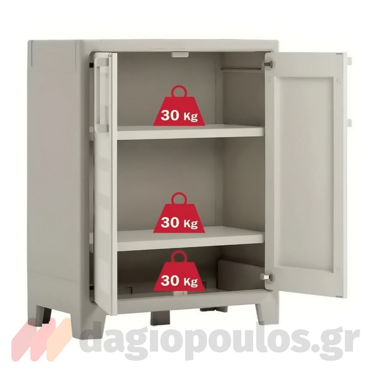 Keter Gulliver Base Ντουλάπα Δίφυλλη Χαμηλή Με 2 Ράφια Μπεζ