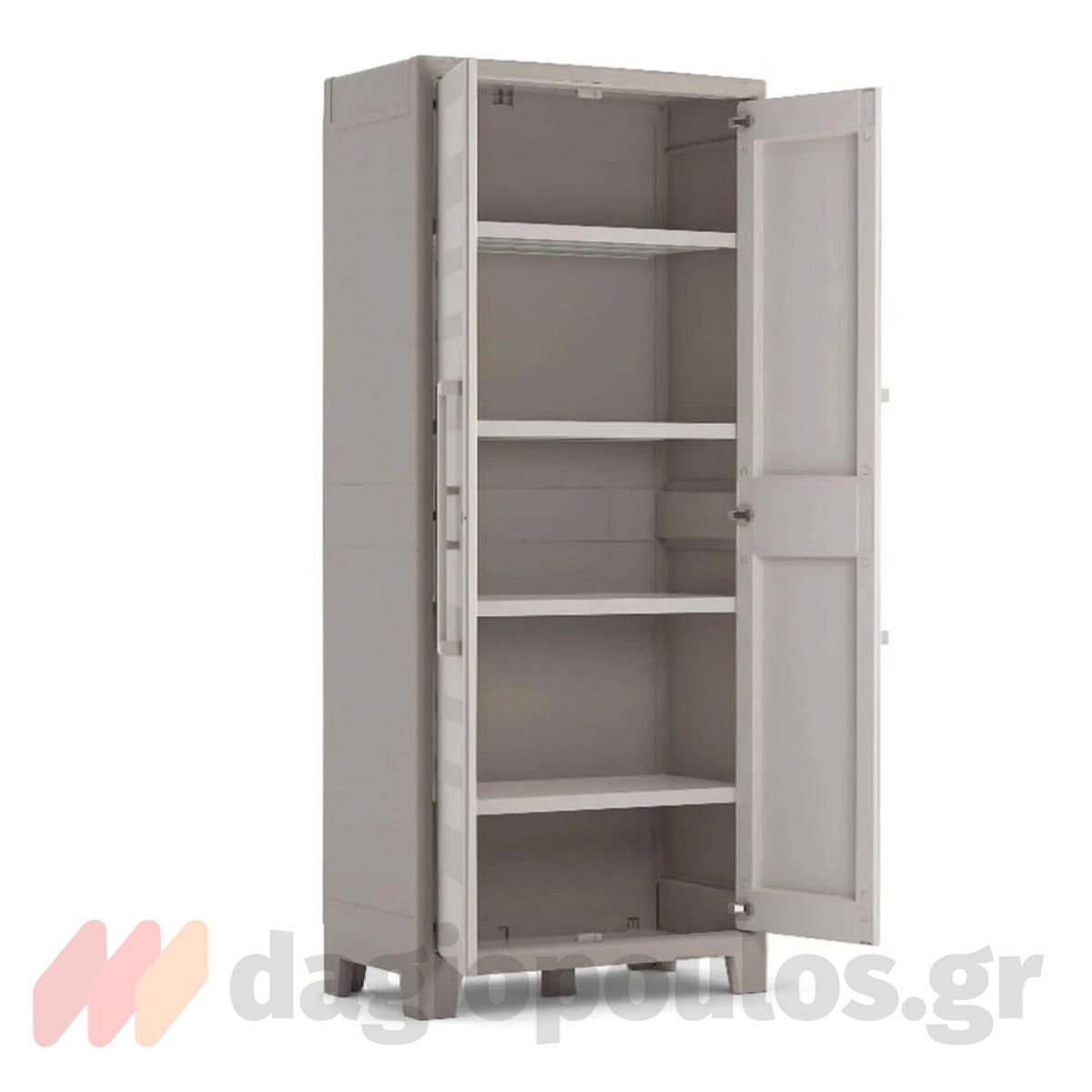 Keter Gulliver Tall Ντουλάπα Δίφυλλη Ψηλή Με 4 Ράφια Μπεζ