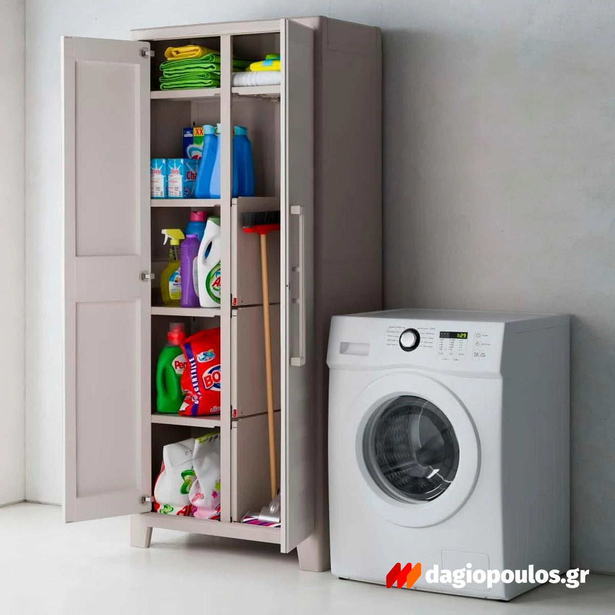 Keter Gulliver Tall Multispace Ντουλάπα Δίφυλλη Ψηλή Με 4 Ράφια & Χώρισμα Μπεζ