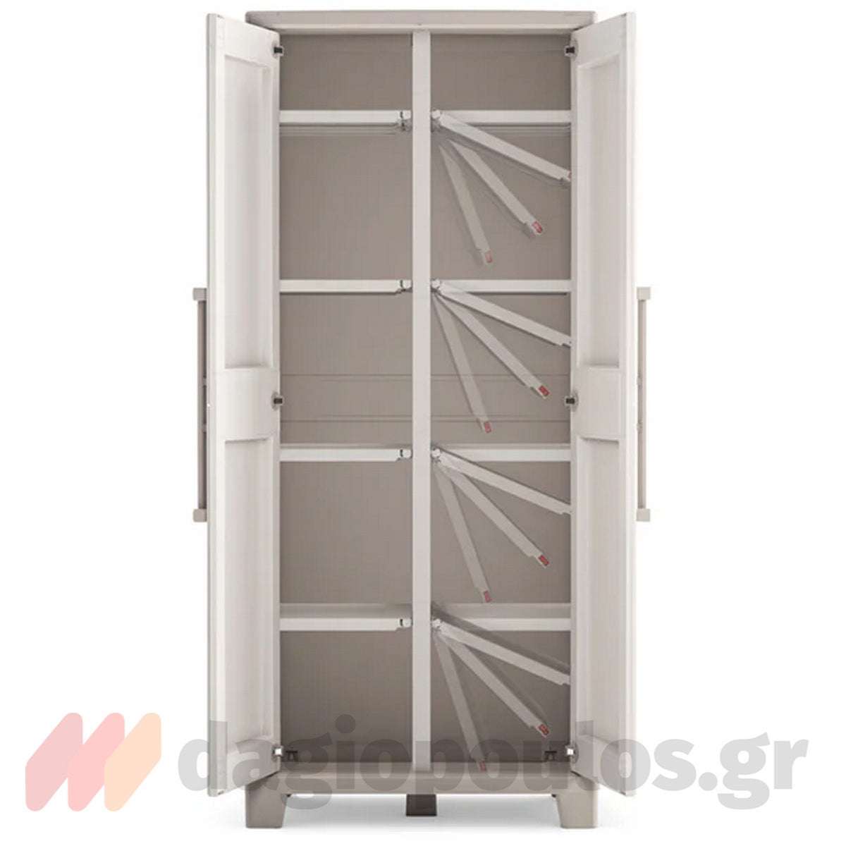 Keter Gulliver Tall Multispace Ντουλάπα Δίφυλλη Ψηλή Με 4 Ράφια & Χώρισμα Μπεζ