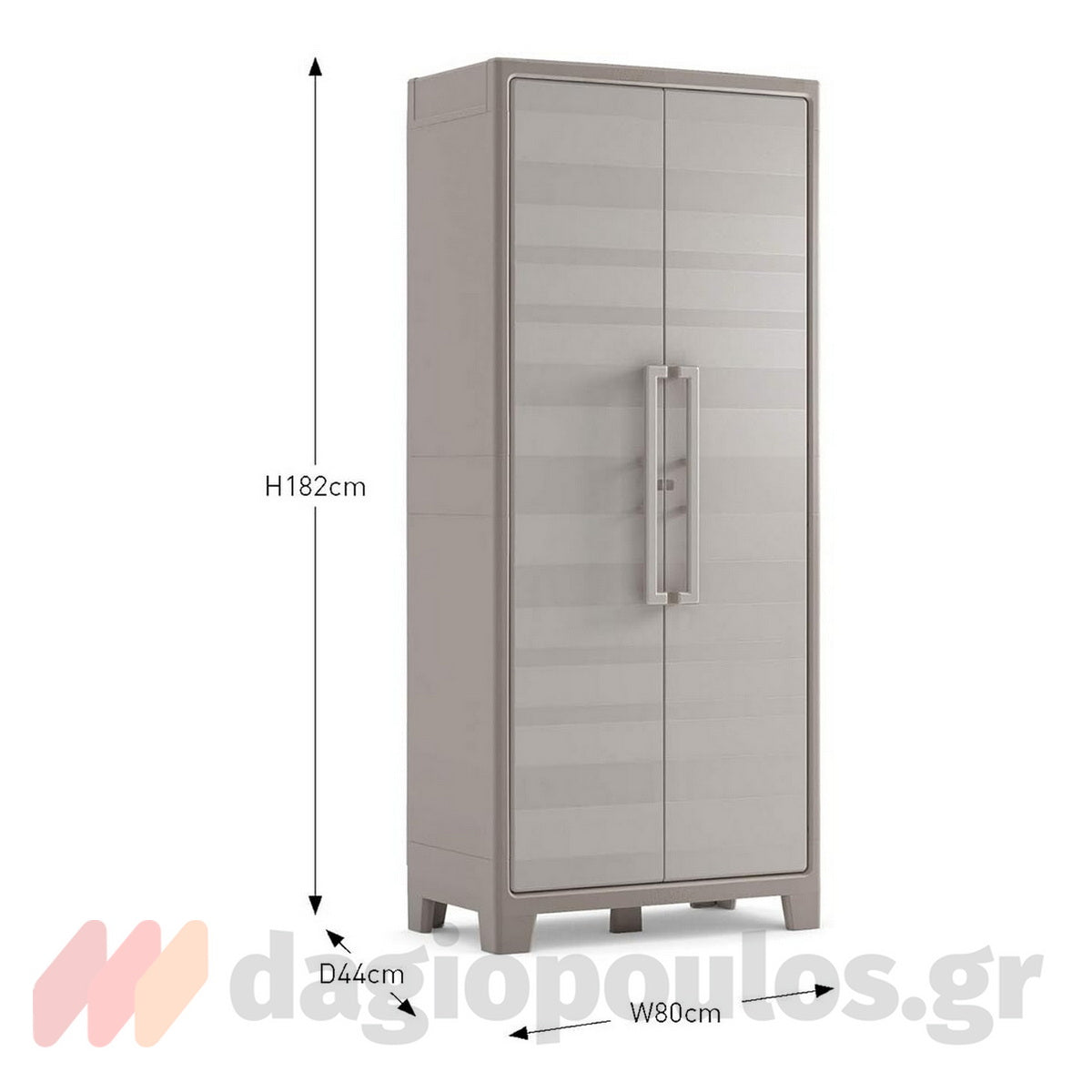 Keter Gulliver Tall Multispace Ντουλάπα Δίφυλλη Ψηλή Με 4 Ράφια & Χώρισμα Μπεζ