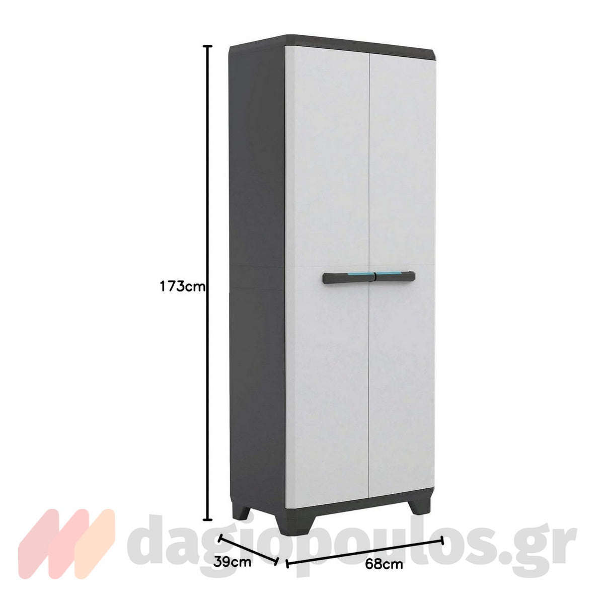 Keter Linear Tall Utility Ντουλάπα Ψηλή Με 3 Ράφια & Μεσαίο Χώρισμα Γκρι Ανοικτό