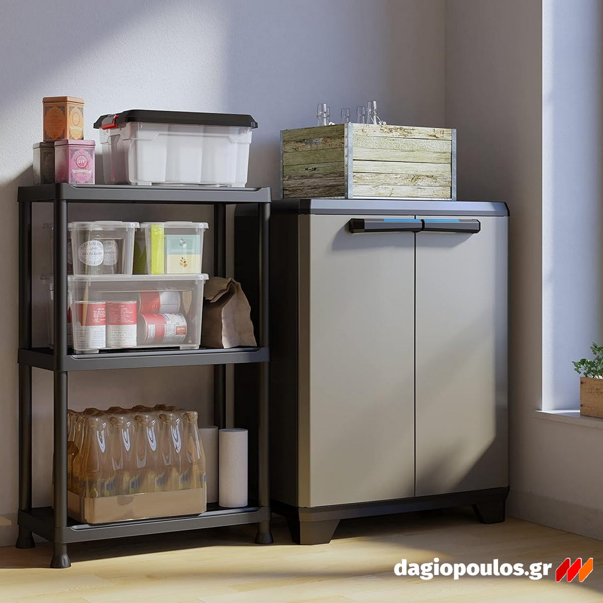 Keter Linear Base Ντουλάπα Χαμηλή Με 1 Ράφι Γκρι Ανοικτό