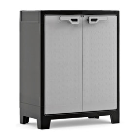 Χαμηλή δίφυλλη ντουλάπα αποθήκευσης με ράφια