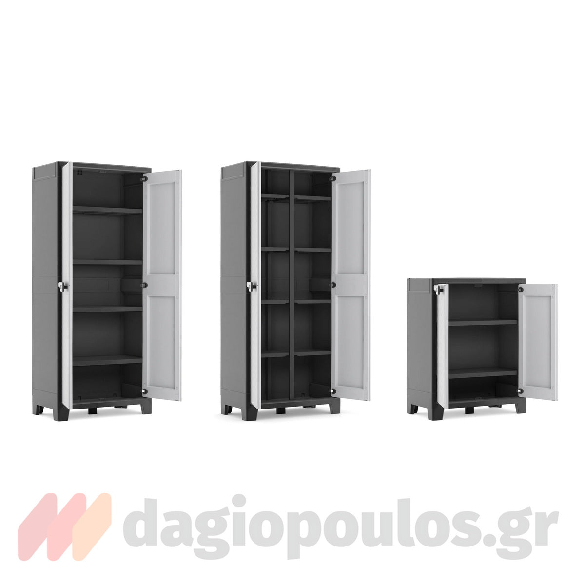 Keter Titan Tall Ντουλάπα Δίφυλλη Ψηλή Με 4 Ράφια Γκρι / Μαύρη
