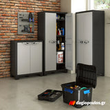 Keter Titan Multispace Ντουλάπα Δίφυλλη Ψηλή Με 4 Ράφια & Χώρισμα Γκρι / Μαύρη