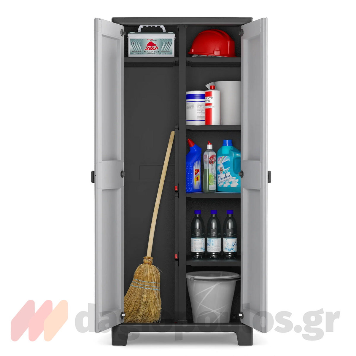 Keter Titan Multispace Ντουλάπα Δίφυλλη Ψηλή Με 4 Ράφια & Χώρισμα Γκρι / Μαύρη