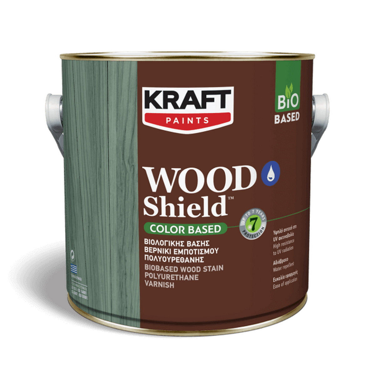 Kraft Wood Shield Color Based Οικολογικό Βερνίκι Εμποτισμού Πολυουρεθάνης Νερού Ημιματ 124 ΦΥΣΤΙΚΙΑ 2.5Ltr