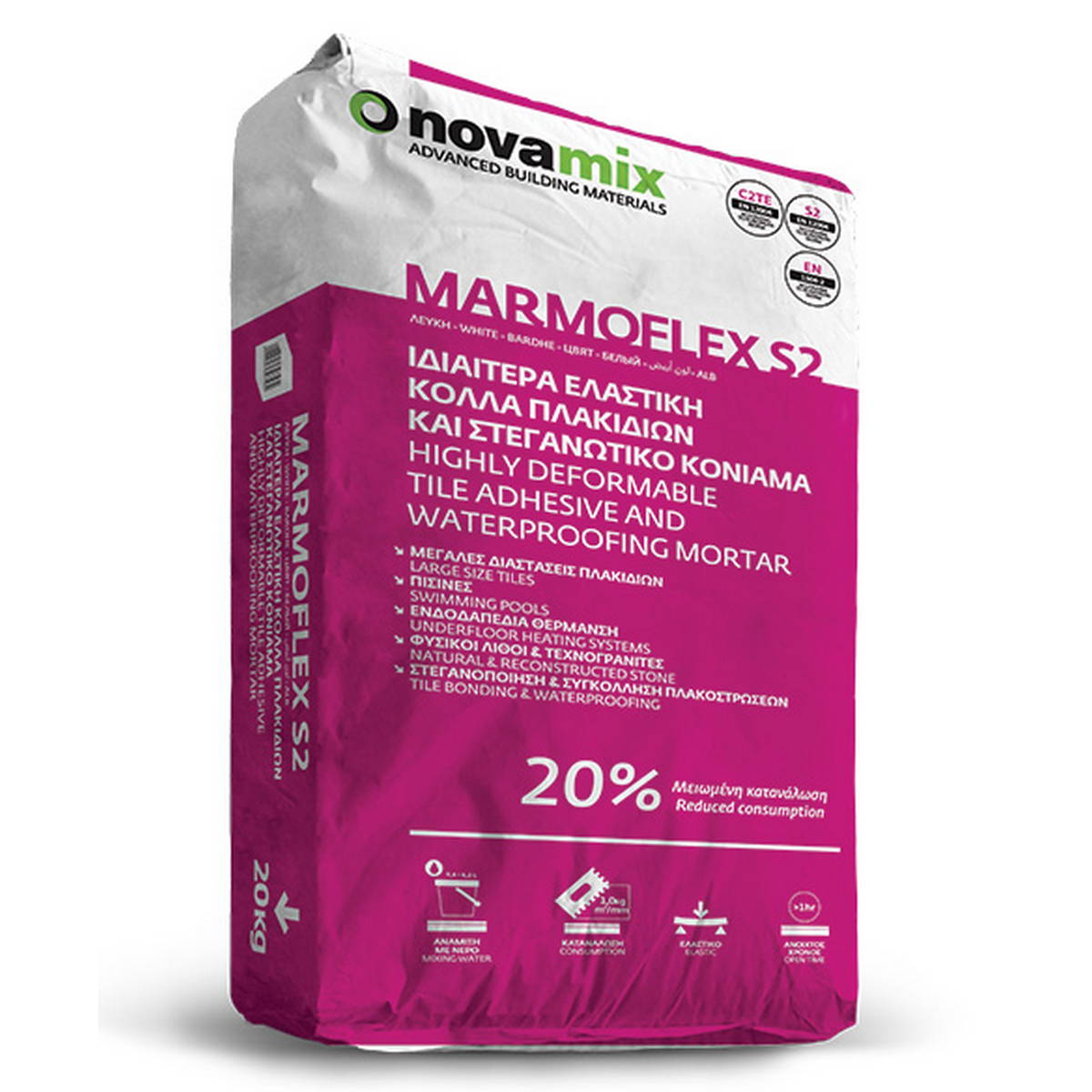 Novamix Marmoflex C2TE S2 P2 Κόλλα Στεγανωτικό Πλακιδίων Μαρμάρων | dagiopoulos.gr