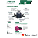 Maestro FR-7511 Μάσκα Αναπνοής Διπλού Φίλτρου – Σιλικόνη Μισού Προσώπου Με 2 Φίλτρα