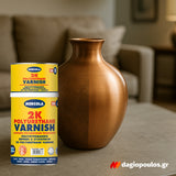 Mercola 2K Polyurethane Varnish Βερνίκι 2 Συστατικών Αλειφατικής Πολυουρεθάνης Διαλύτου Πολλαπλών Εφαρμογών ΜΑΤ