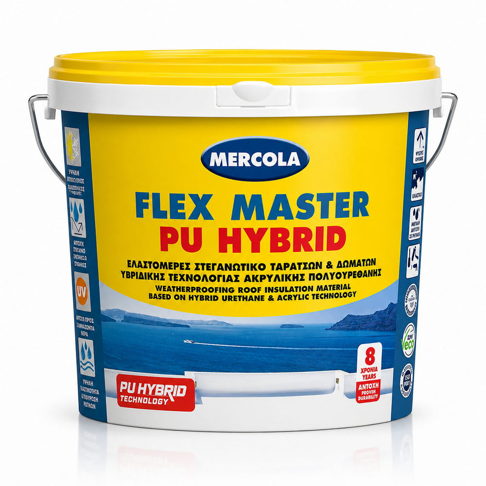Mercola Flex Master PU Hybrid Υβριδικό Πολυουρεθανικό - Ακρυλικό Eλαστομερές Επαλειφόμενο Στεγανωτικό Λευκό