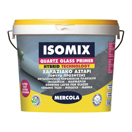 Mercola Isomix Quartz Glass Primer ταχυστέγνωτο χαλαζιακό αστάρι πρόσφυσης γαλάζιο για πλακίδια μάρμαρα μωσαϊκά