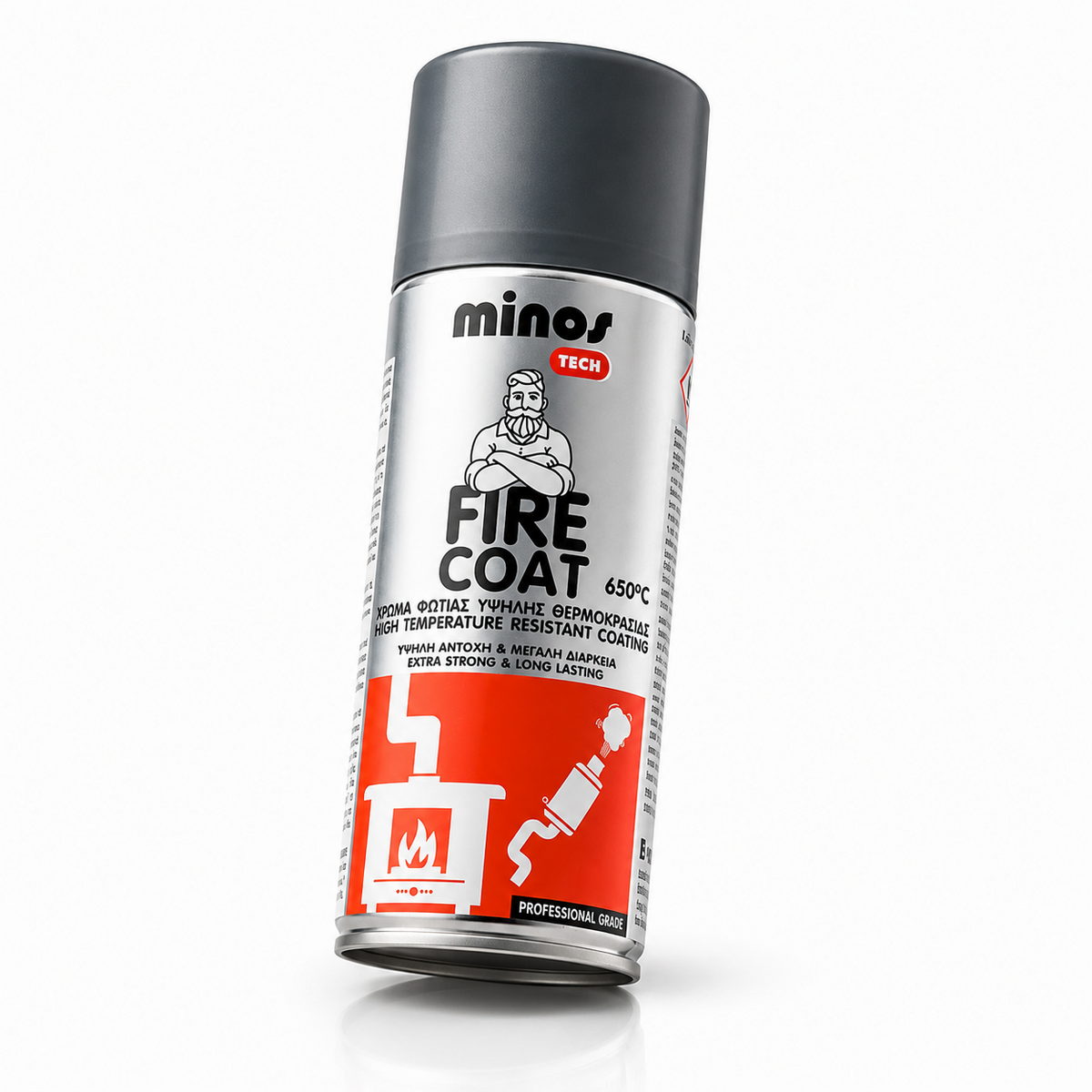 Mercola Minos Fire Coat Spray Ταχυστέγνωτη Βαφή Υψηλής Θερμοκρασίας 650°C ΑΝΘΡΑΚΙ