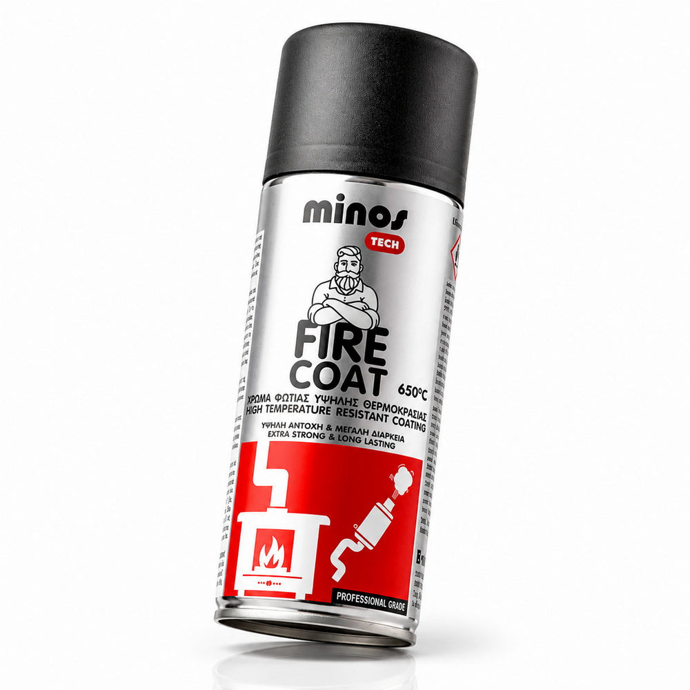 Mercola Minos Fire Coat Spray Ταχυστέγνωτη Βαφή Υψηλής Θερμοκρασίας 650°C ΜΑΥΡΟ