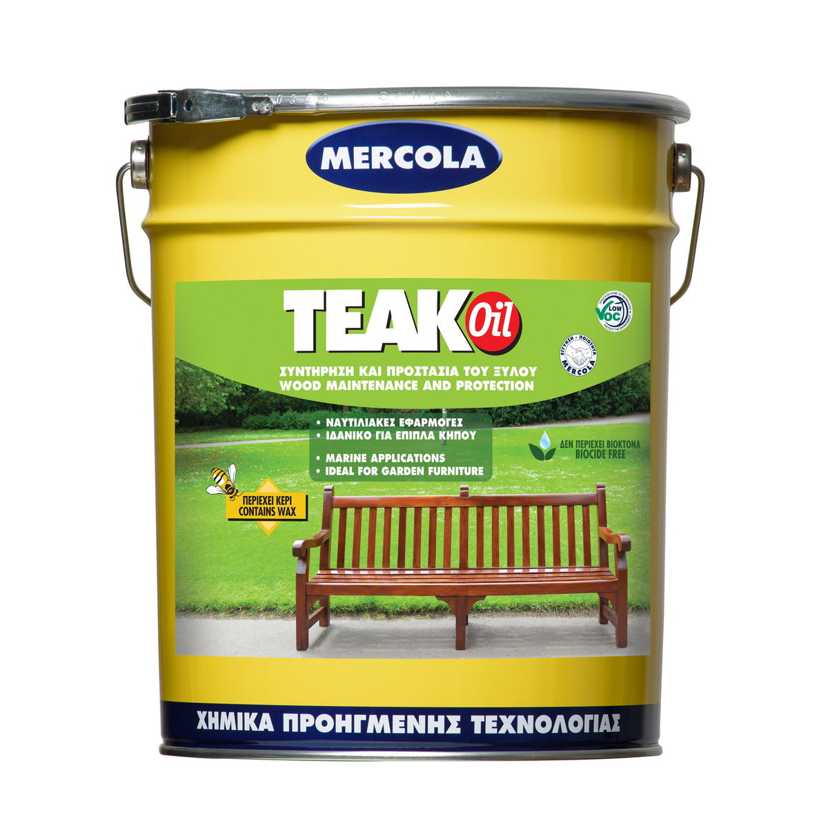Mercola Teak Oil Λάδι Συντήρησης & Προστασίας Ξύλων & Επίπλων Κήπου Ματ ΑΧΡΩΜΟ