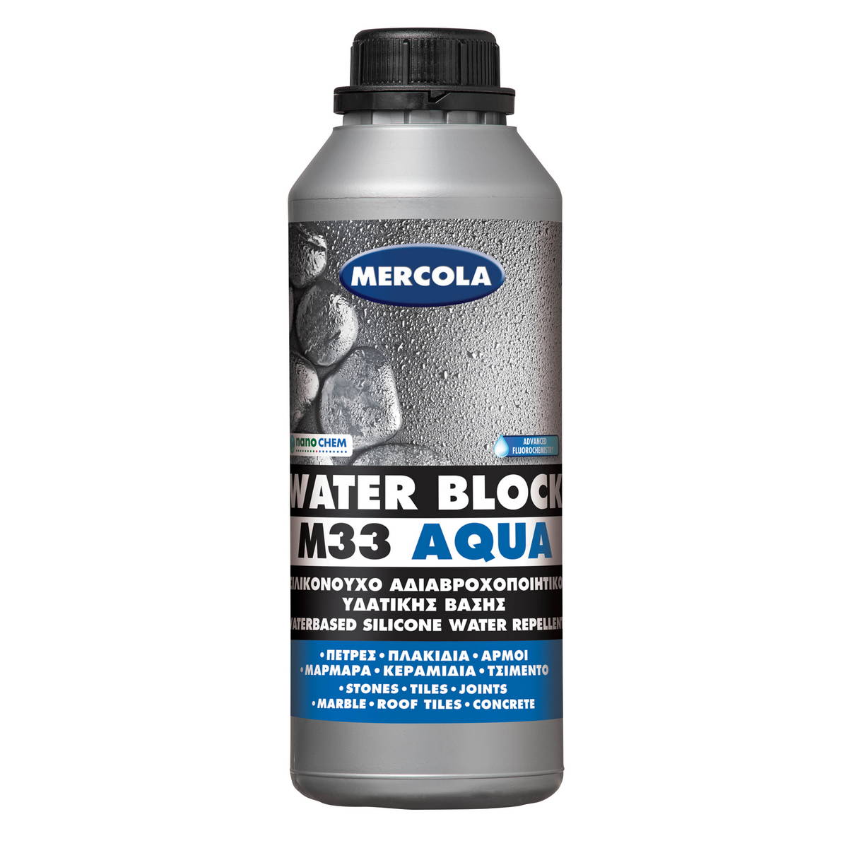 Mercola WATER BLOCK M33 Διαφανές Σιλικονούχο Ματ Αδιαβροχοποιητικό Διαλύτου για Πέτρες Μάρμαρα Τσιμέντο Πλακίδια