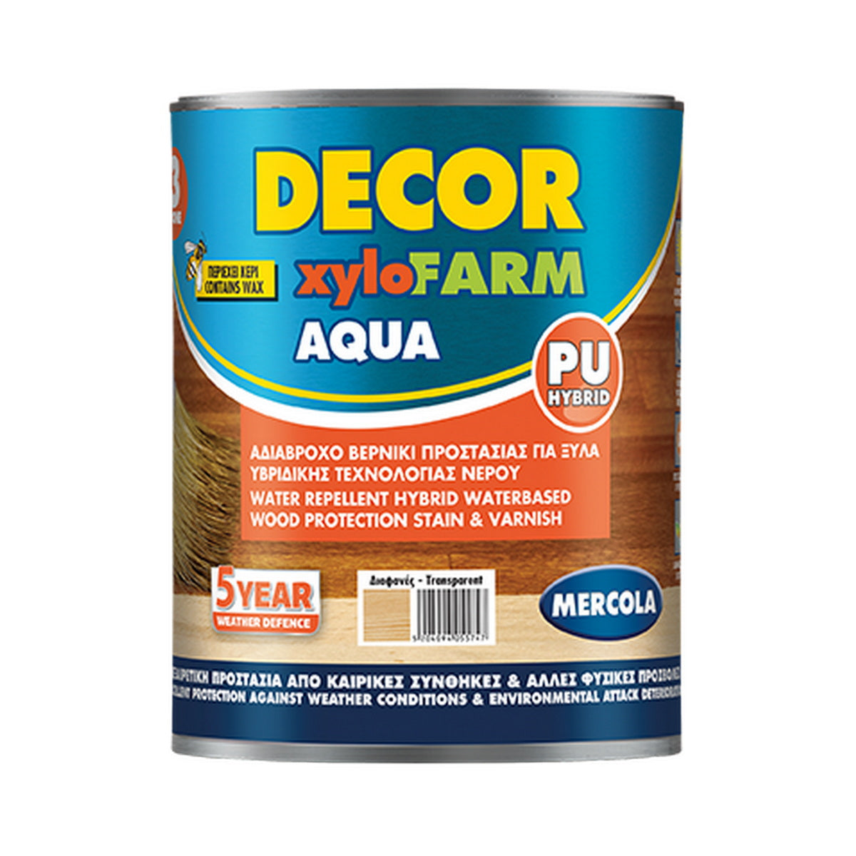 Mercola DECOR XYLOFARM AQUA Bερνίκι Eμποτισμού Εξωτερικών Ξύλων Νερού ΔΙΑΦΑΝΕΣ