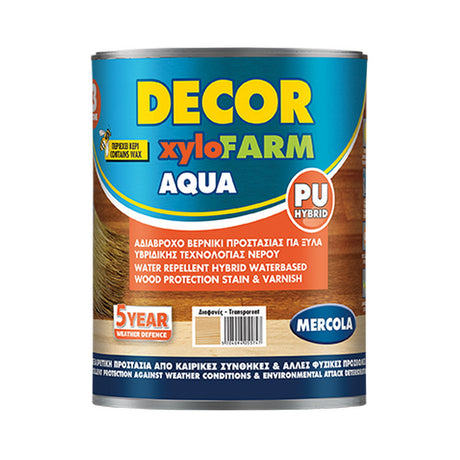 Mercola DECOR XYLOFARM AQUA Bερνίκι Eμποτισμού Εξωτερικών Ξύλων Νερού ΔΙΑΦΑΝΕΣ
