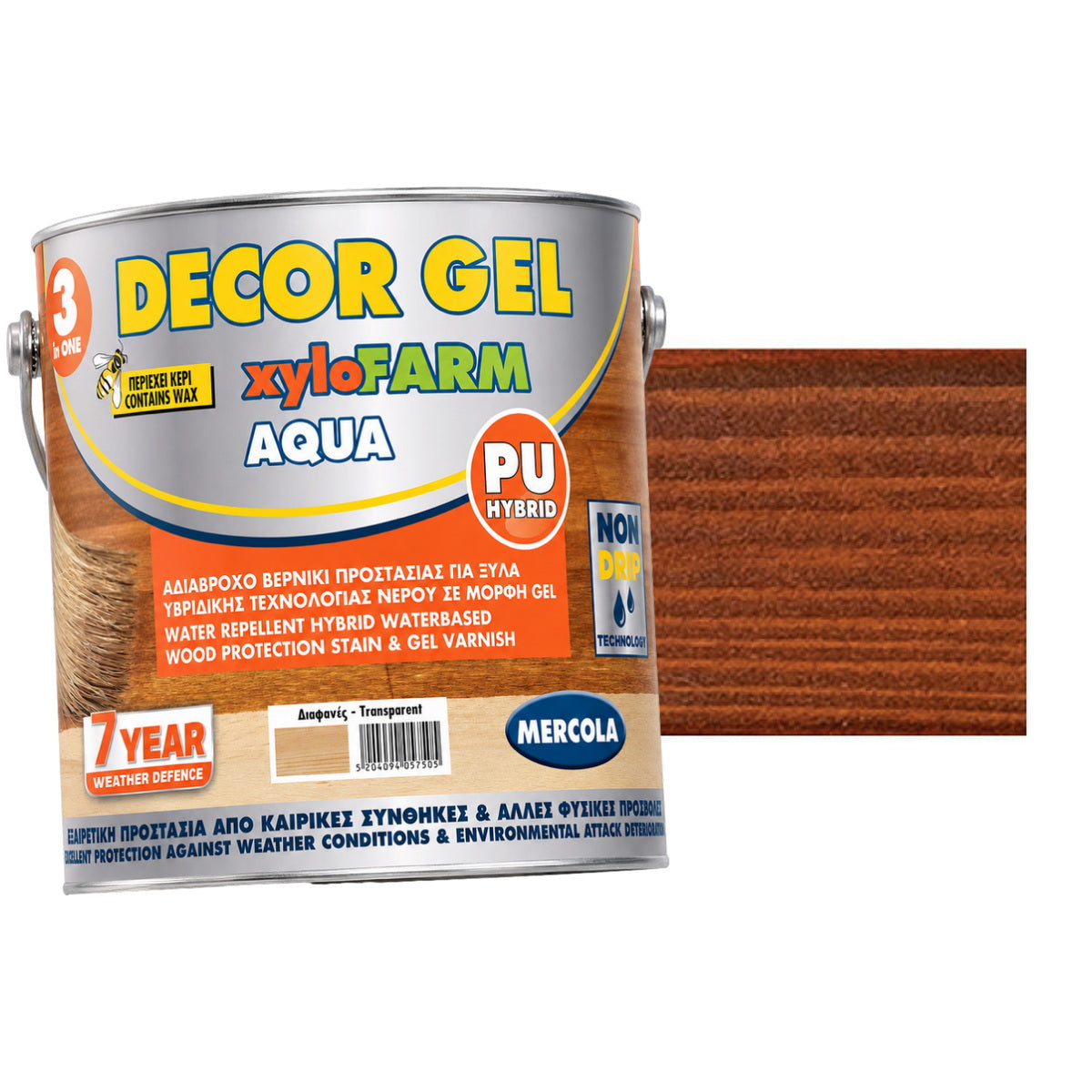 Mercola Xylofarm Aqua Gel Βερνίκι Εμποτισμού Ξύλου Υβριδικής Τεχνολογίας Πολυουρεθάνης Νερού GEL Καστανιά
