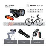 Momo Design HL02+RL03 KIT Συλλογή Φακός Ποδηλάτου + Πίσω Φως Επαναφορτιζόμενα Σετ 2 Τεμ
