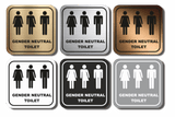 Πινακίδα Σήμανσης WC Aκρυλικό Plexiglass “WC ΝΟΝ ΒΙΝΑΡΥ - GENDER NEUTRAL” 110mm x 110mm
