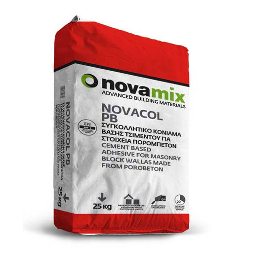 Novamix Novacol PB Κόλλα Βάσεως Τσιμέντου Συγκόλληση Επίχριση Πορομπετόν YTONG | Dagiopoulos.gr