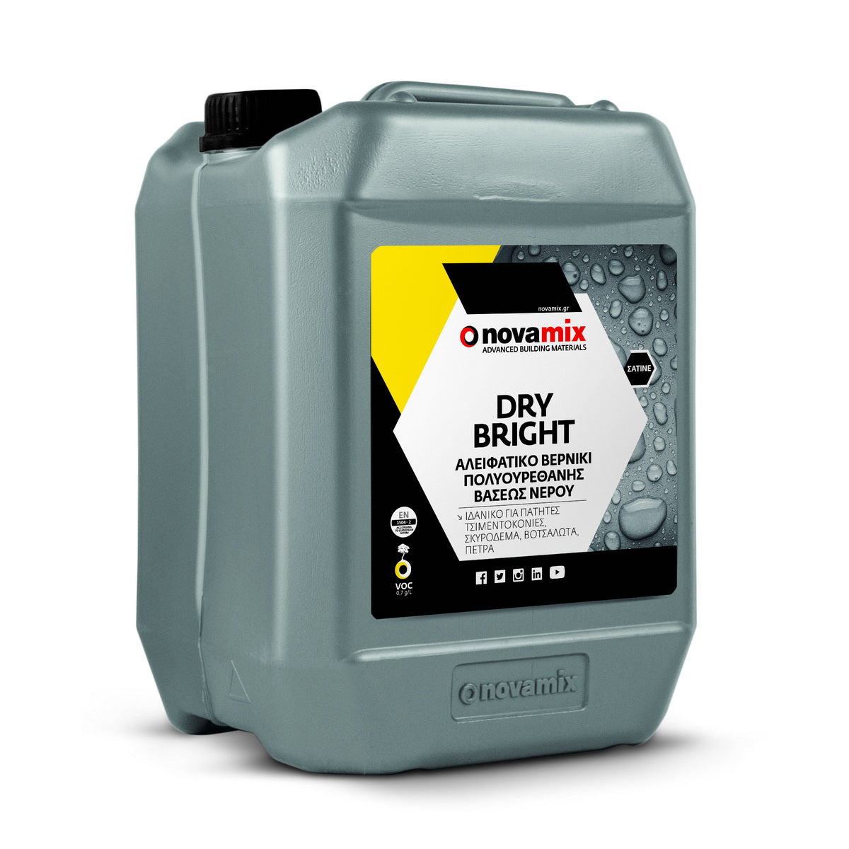 Novamix Dry Bright Βερνίκι Αλειφατικής Πολυουρεθάνης Νερού για Πέτρα, Σσκυρόδεμα, Πατητές Τσιμεντοκονίες
