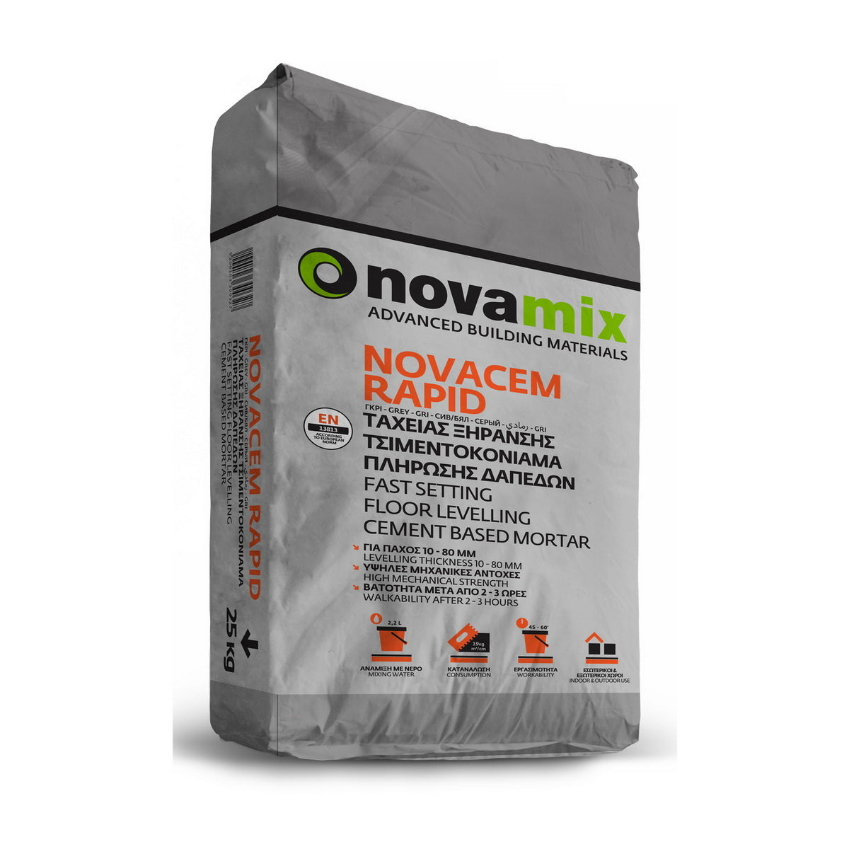 Novamix Novacem Rapid Ταχείας Ξήρανσης Τσιμεντοκονίαμα Πλήρωσης Δαπέδων