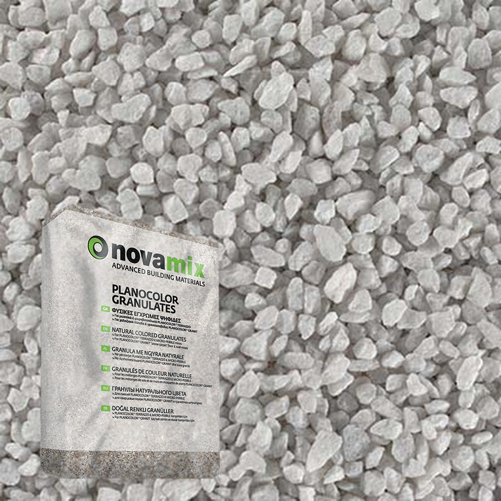 Novamix Planocolor Granulates MR Φυσικές Έγχρωμες Μαρμαροψηφίδες 00 THASSOS WHITE 25kgr