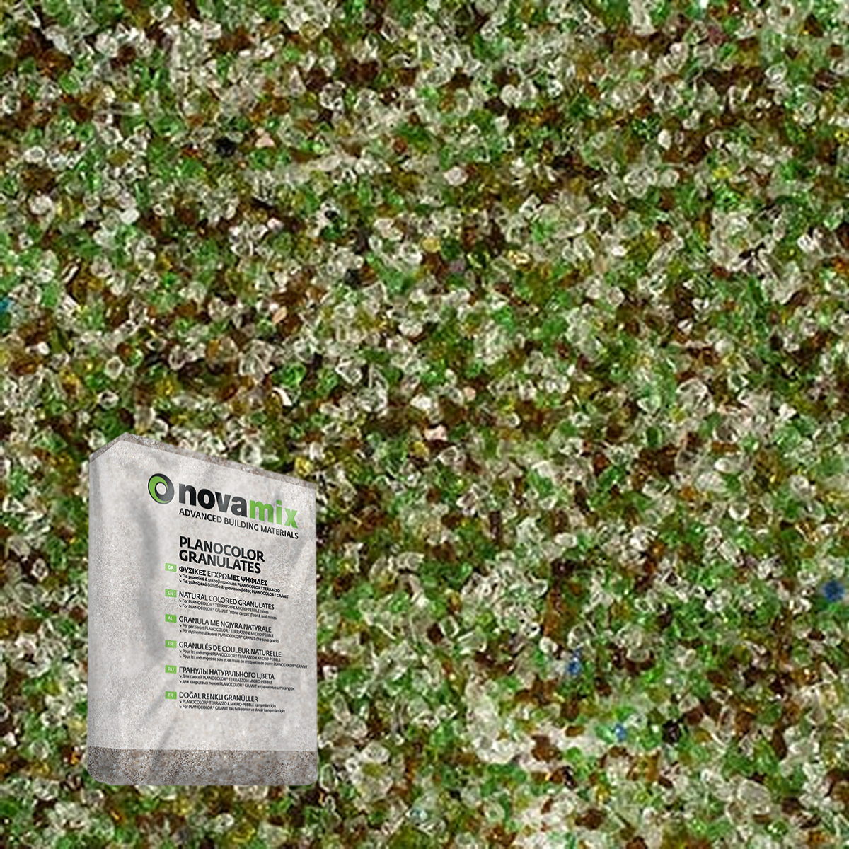 Novamix Planocolor Granulates RC Glass Ψηφίδες Κρυστάλλου GREEN MIX 70