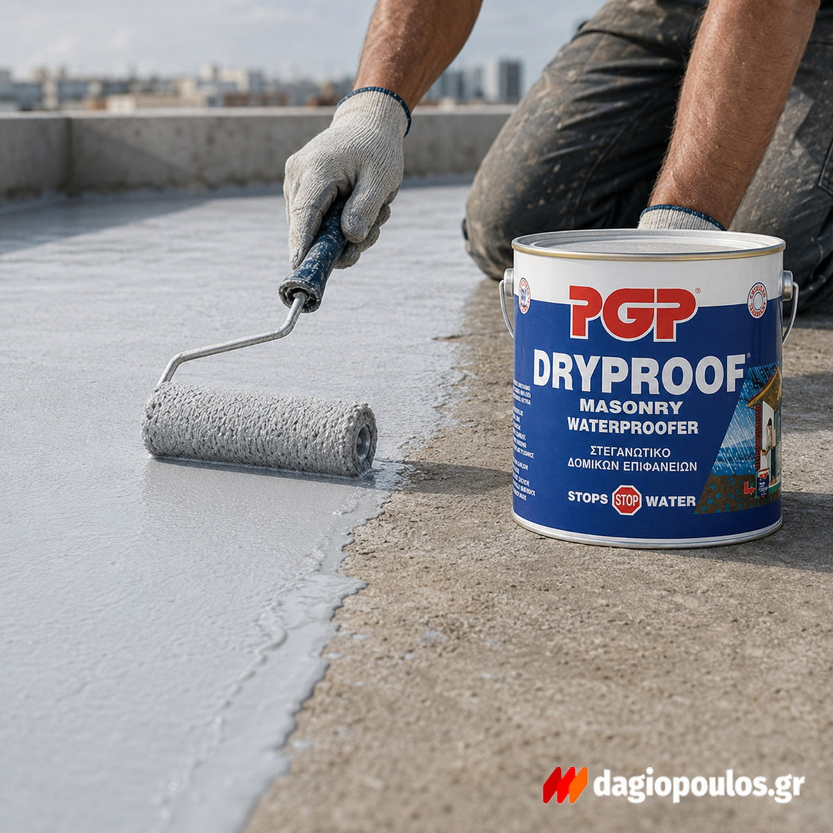 PGP Dryproof Masonry Waterproofer Επαλειφόμενο Μονωτικό Διαλύτου Εξωτερικής Εσωτερικής & Αρνητικής Υγρασίας ΓΚΡΙ