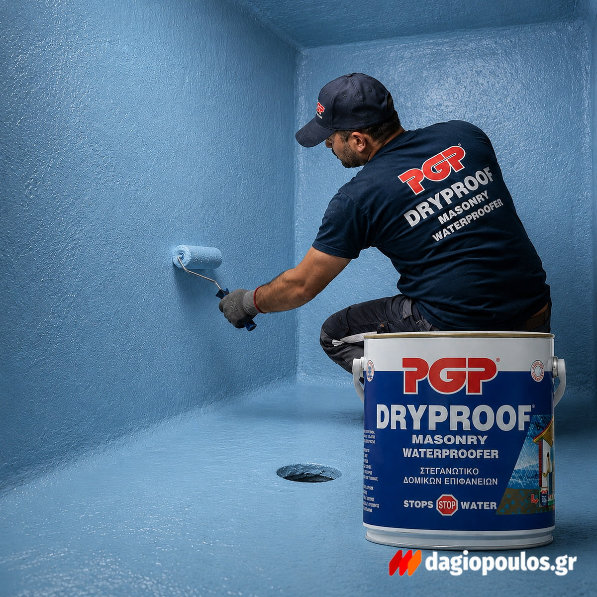 PGP Dryproof Masonry Waterproofer Επαλειφόμενο Μονωτικό Διαλύτου Εξωτερικής Εσωτερικής & Αρνητικής Υγρασίας ΓΑΛΑΖΙΟ