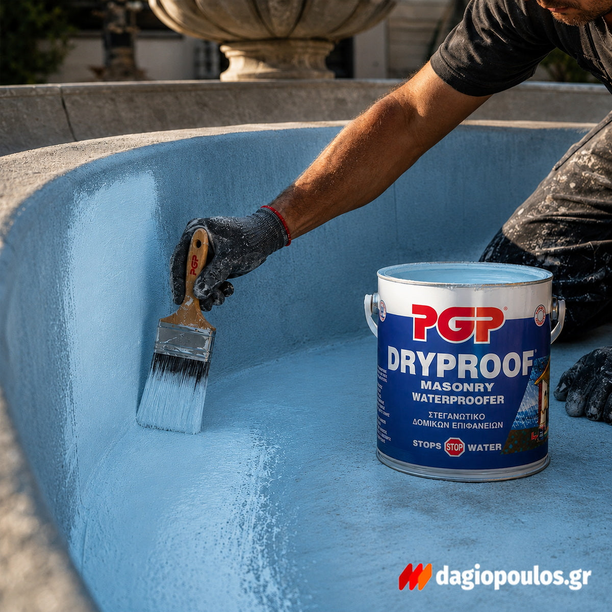 PGP Dryproof Masonry Waterproofer Επαλειφόμενο Μονωτικό Διαλύτου Εξωτερικής Εσωτερικής & Αρνητικής Υγρασίας ΓΑΛΑΖΙΟ