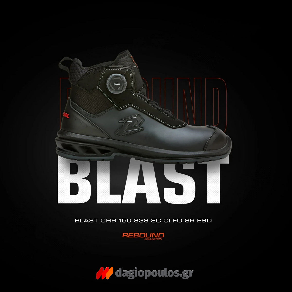 Pezzol Blast S3S SC CI FO SR ESD WRU Παπούτσια Ασφαλείας Ημιμποτάκια Ιταλίας Με Προστασία