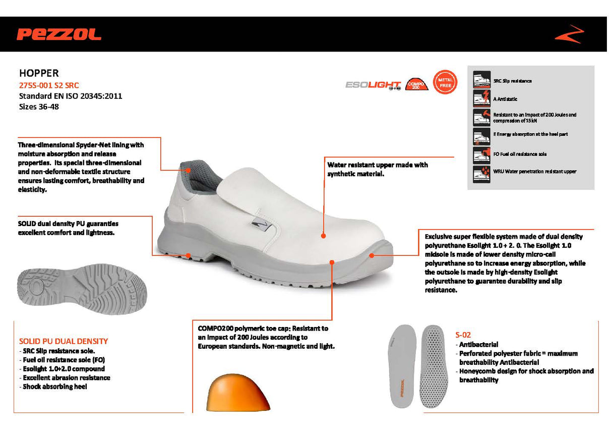 Pezzol Hopper S2 SRC Παπούτσια Ασφαλείας Εργαζομένων Χαμηλά Με ΜΗ ΜΕΤΑΛΛΙΚΗ Προστασία Ιταλίας