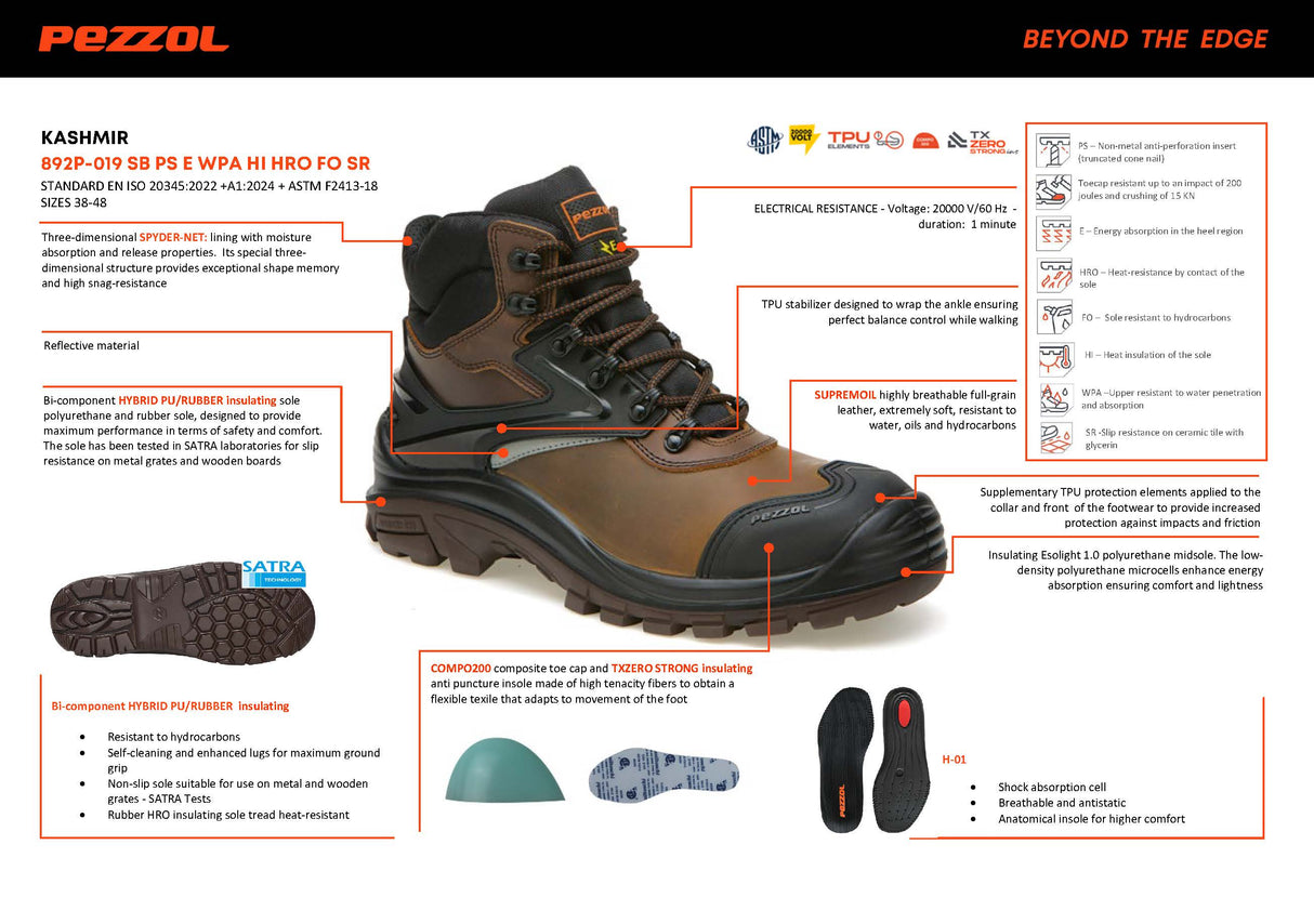 Pezzol Kashmir SB PS E WPA HI HRO FO SR Παπούτσια Ημιμποτάκια Ασφαλείας Εργαζομένων & Ηλεκτρολόγων Με ΜΗ Μεταλλική Προστασία Ιταλίας